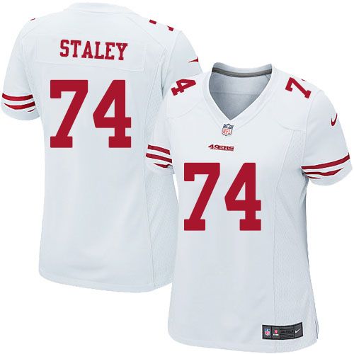 Nike 49ers #74 Joe Staley White Women's Stitched NFL Elite Jersey